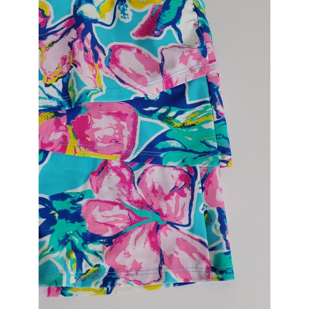 Aryeh Women's XL Blue Floral Tiered Ruffle Skort Athletic Tennis Golf Pickleball - Picture 11 of 11